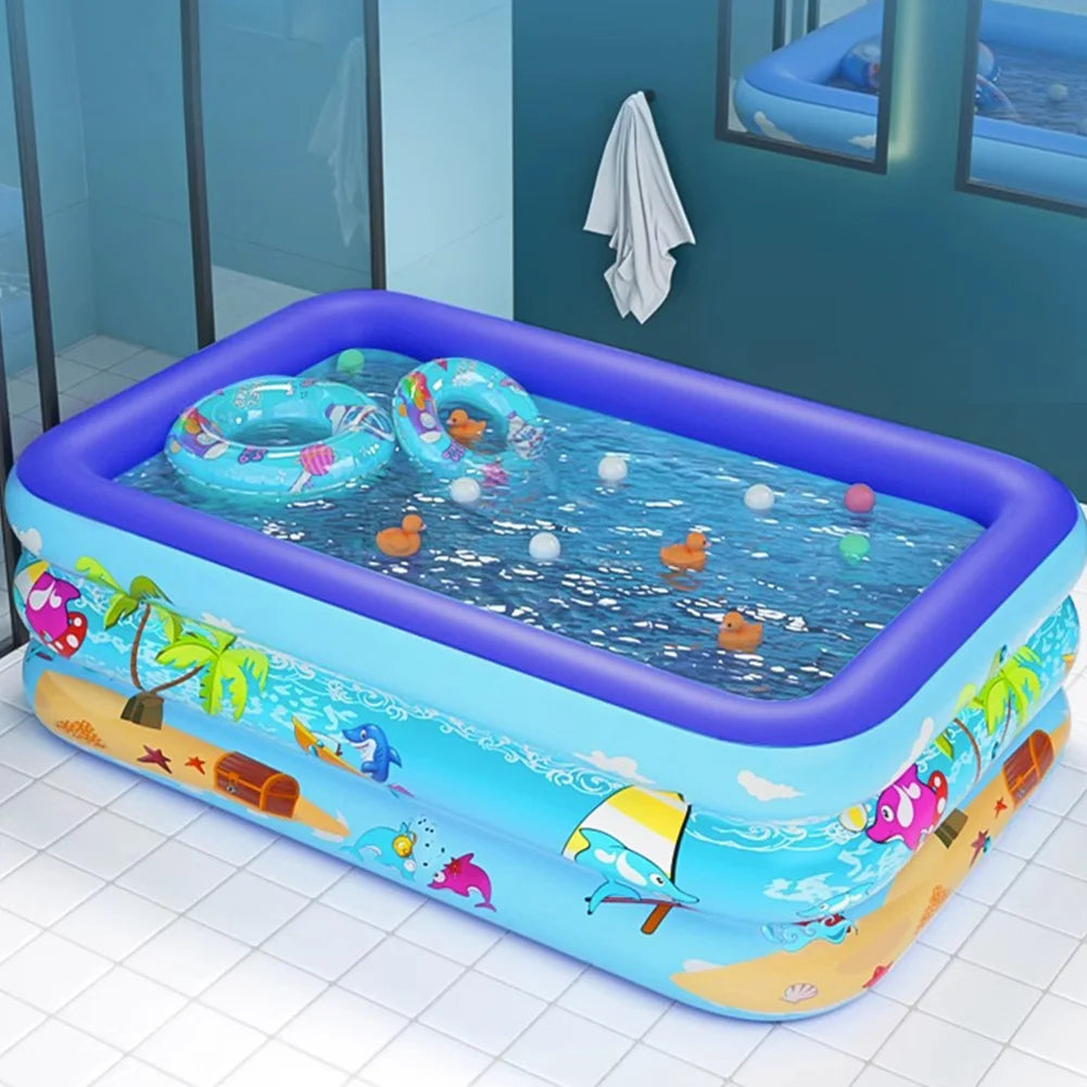 Inflatable Swimming Pool PVC Framed Swimming Pool Cartoon Pattern Baby Bath Bathtub for Summer Outdoor Indoor