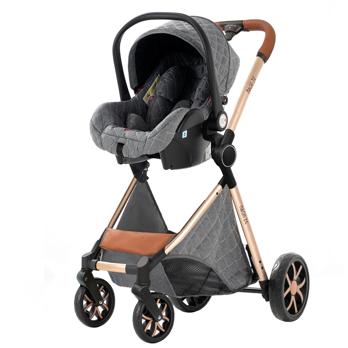 Lightweight Stroller Baby Carriage 3 in 1 Baby Stroller Pushchair Foldable Stroller Convertible Stroller with Breathable Seat
