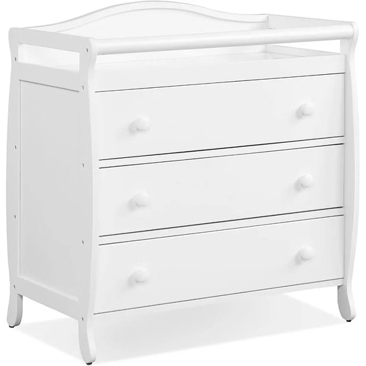 Costzon 3-Drawer Changing Table, Infant Diaper Changing Station with Drawers, Safety Rails & Strap, Baby Changing Table Dresser
