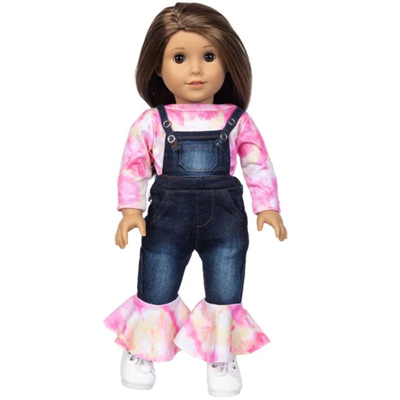 16-18Inch Doll Clothes Jeans jumpsuit for American Girl Doll Camera Phone Accessories Fashion New Baby Born Suit Doll Girl Gift
