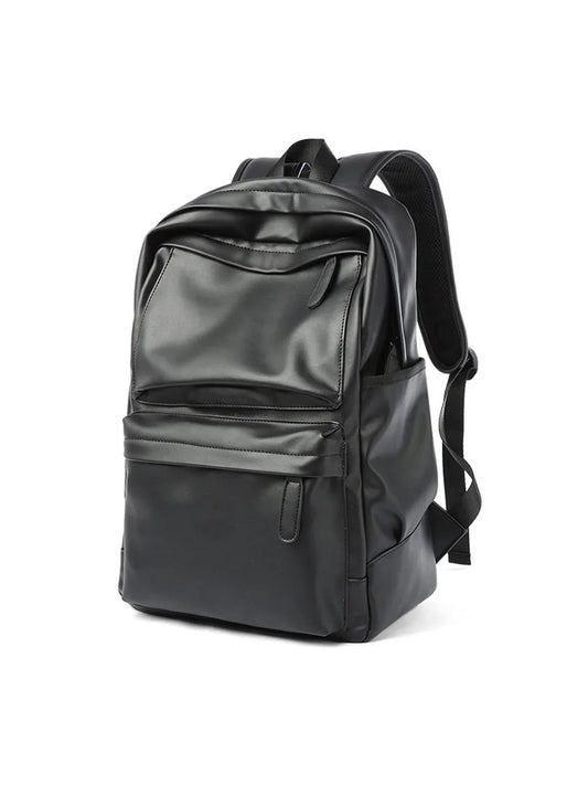 Men's Fashion Backpack PU Leather Waterproof Casual Travel Bag for 14-Inch Laptop