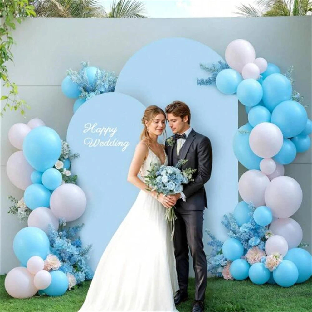 Baby Blue Wedding Arch Cover 6.6ET × 4FT 2-Sided Spandex Fitted Arch Backdrop Frame Cover for Birthday Party Baby Shower Decor