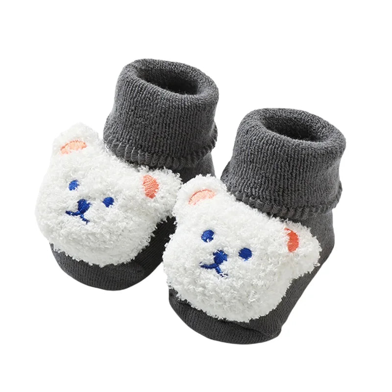 Cute Toddler Fleece Lined Slipper Socks with Non-Slip Grips for Boys and Girls - Cozy Winter Socks for Infants and Babies