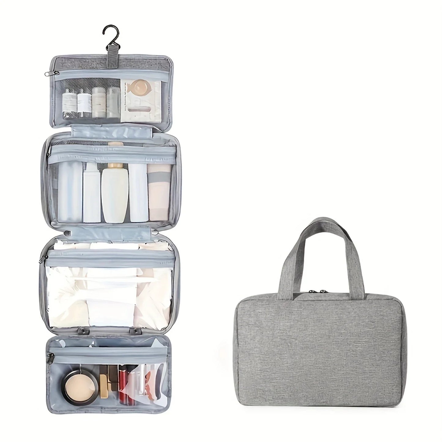 Portable Travel Toiletry Bag with Hanging Hook - Foldable Makeup  Bag for Dry and Wet Separation - Convenient and Compact Wash B