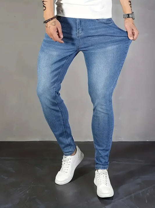 Men'S Casual Skinny Fit Jeans, Men'S Versatile Street Style Denim Pants For All Seasons