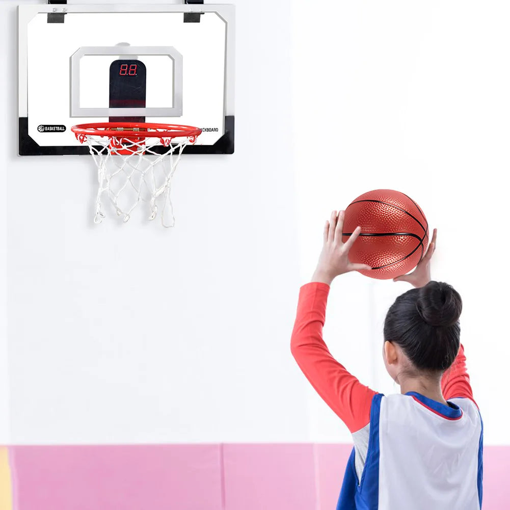 Kids Mini Basketball Hoop With Electronic Scoreboard Ball Sport Backboard Outdoor Indoor Excersise Accessory Funny Game To ys ﻿