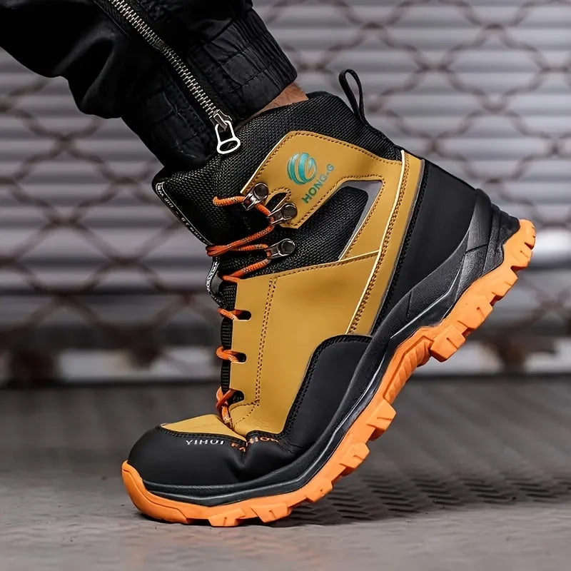 Mens Work Boots Steel Toe Safety Sneakers with Metatarsal Guard Slip-Resistant Puncture-Resistant Sole for Warehouse & Delivery