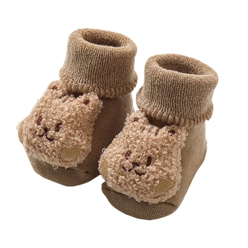 Cute Toddler Fleece Lined Slipper Socks with Non-Slip Grips for Boys and Girls - Cozy Winter Socks for Infants and Babies