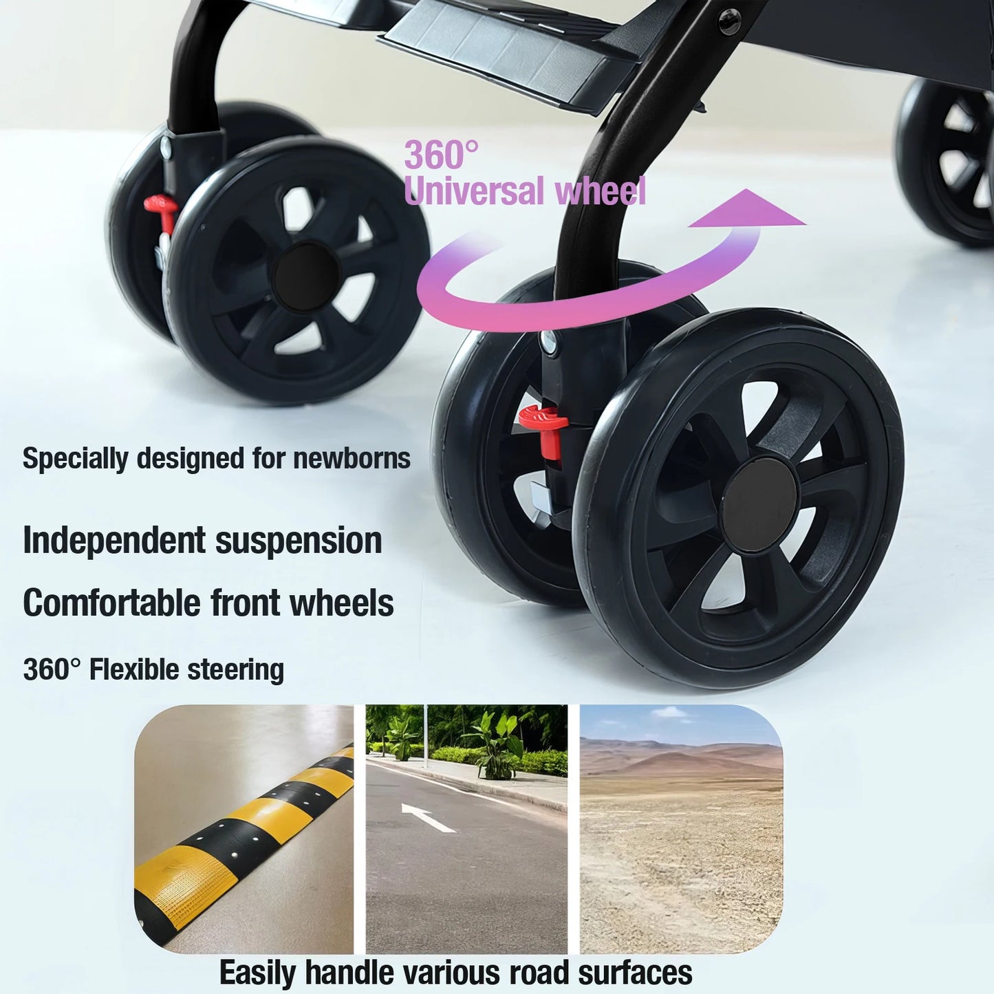 2 in 1 Baby Stroller Baby Carriage Lightweight Stroller Travel System Stroller One Hand Fold Stroller for Travel with Canopy