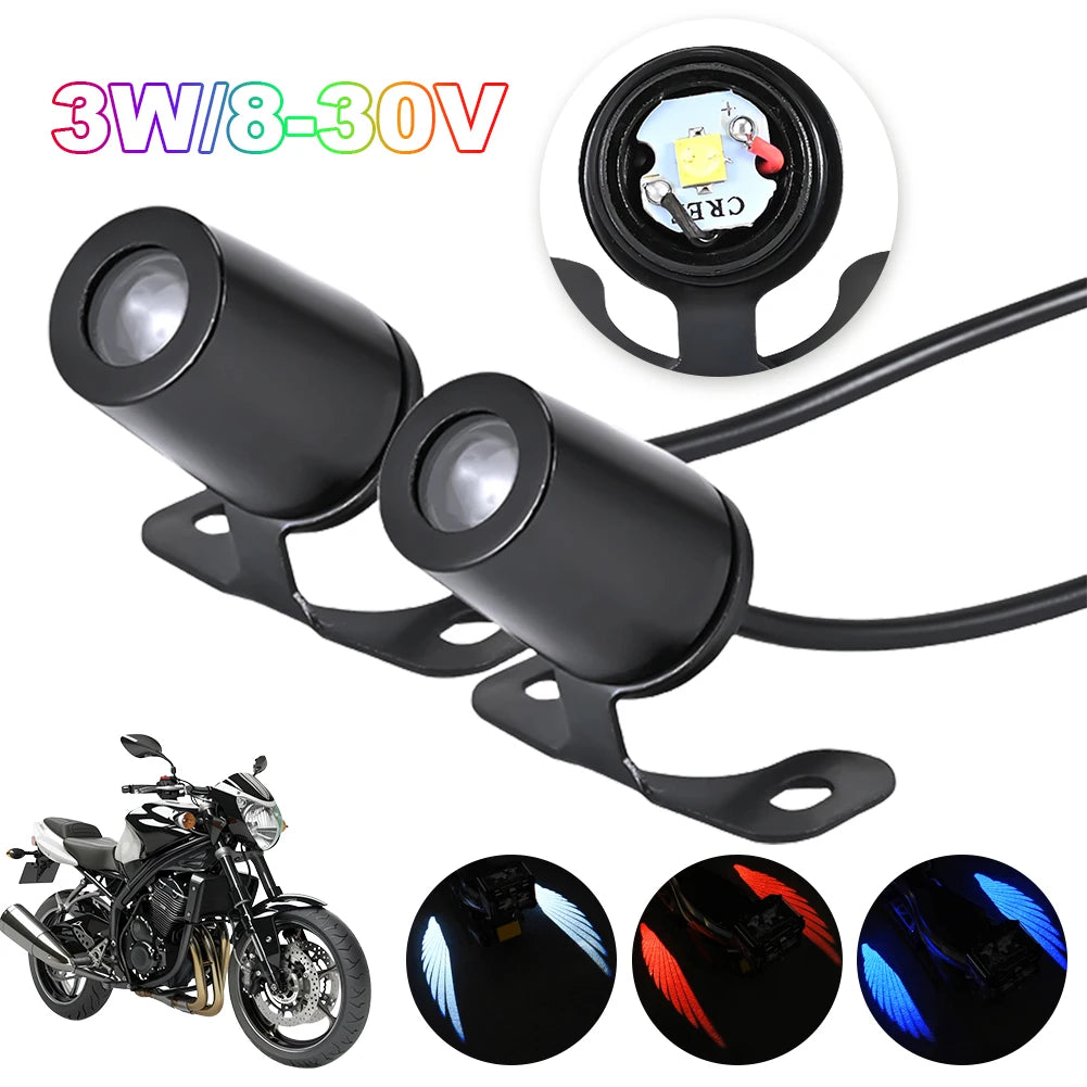 2Pcs LED Welcome Light For Motorcycle Angel Wings Projection Lights 8-30V Motorcycle Modified Decorative Light Wing Laser Lights