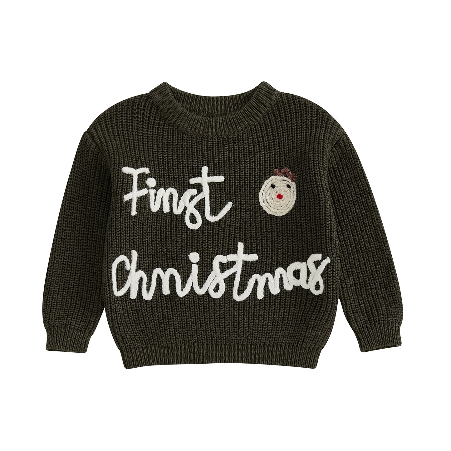 Toddler Boy Reindeer Christmas Sweater Cozy Long Sleeve Crew Neck Knit Pullover Jumper Winter Holiday Outfit for Kids