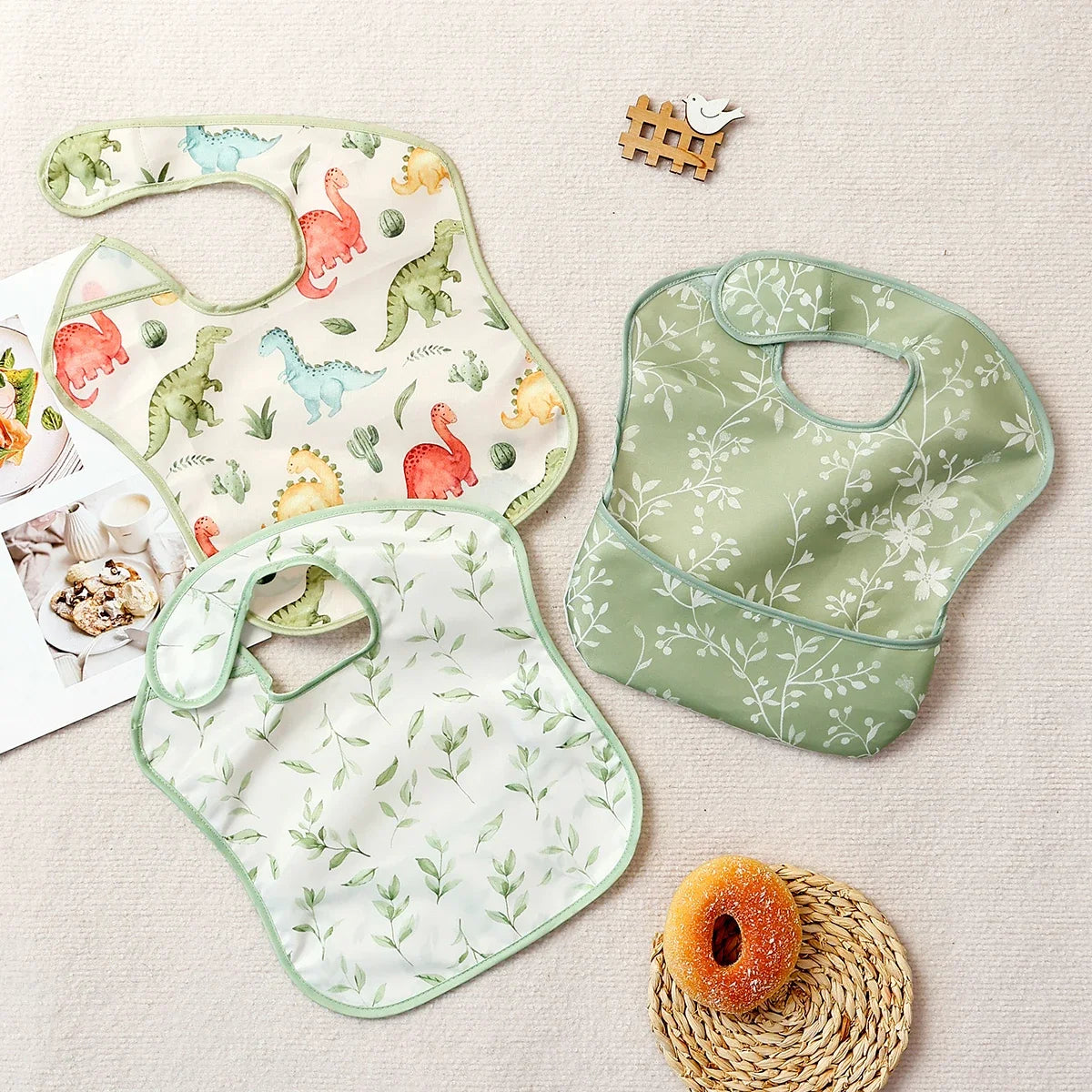 3pcs Set Waterproof Baby Sleeveless Feeding Bib Fashion Full Body Cover
