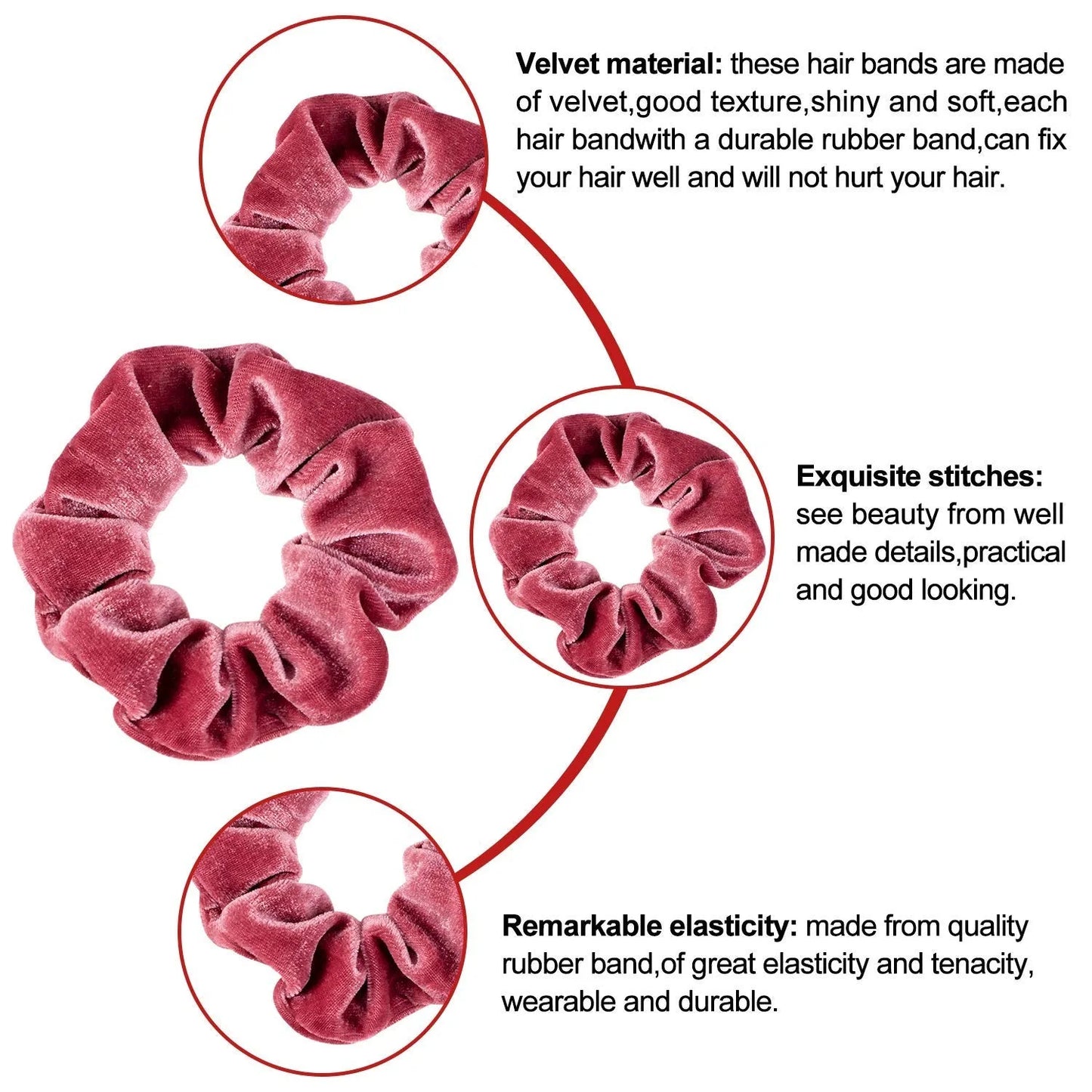 12Pcs Blush Theme Scrunchies Velvet Elastics for Women Pink Bobbles Soft Lovers Scrunchy Classic Gifts for Teenage Girls