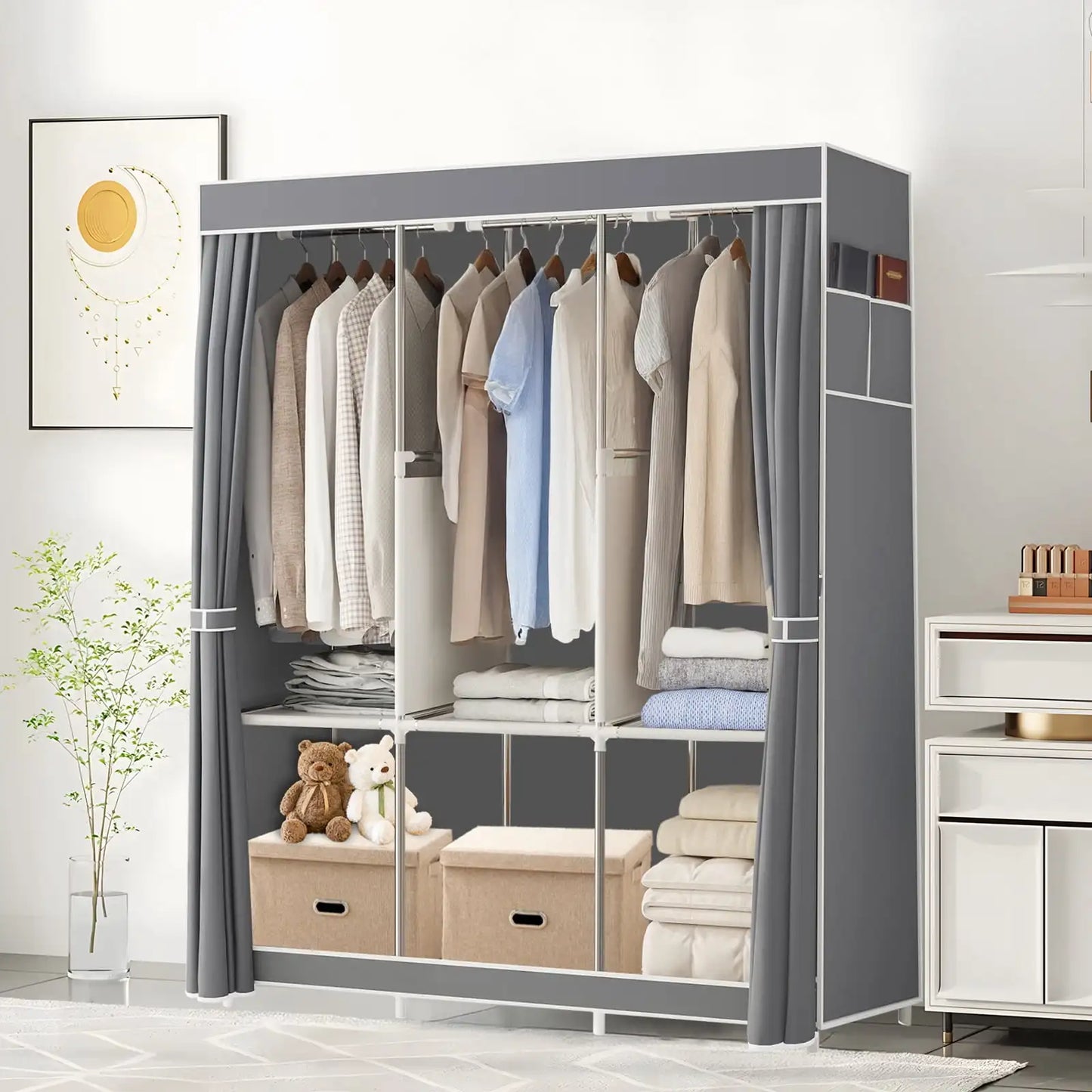 Space-Saving Portable Closet Organizer,Adjustable Storage Rack for Small Spaces, Easy Assembly, Durable and Multi-Functional