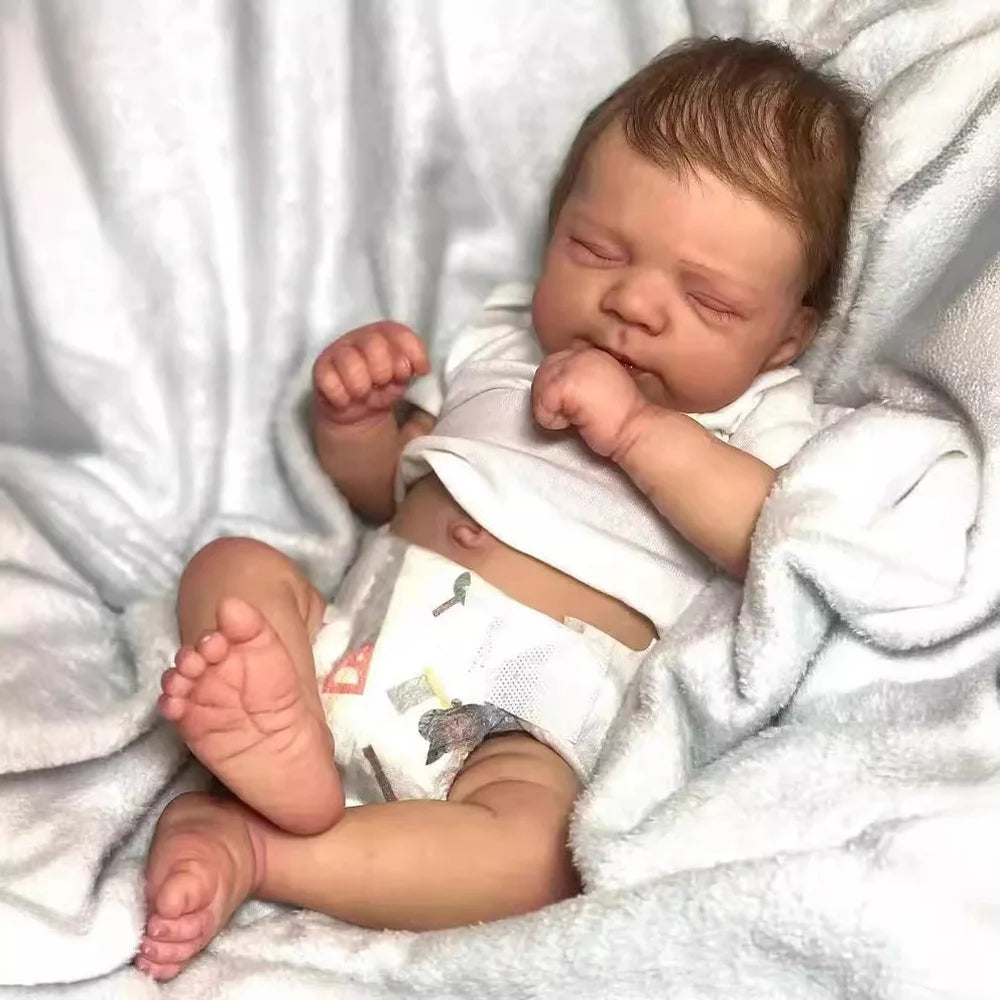 Risbecko 19 inch Already Painted Finished Reborn Baby Doll - Handmade Reborn Preemie Baby Newborn Kids Toy Gift Girl Dolls