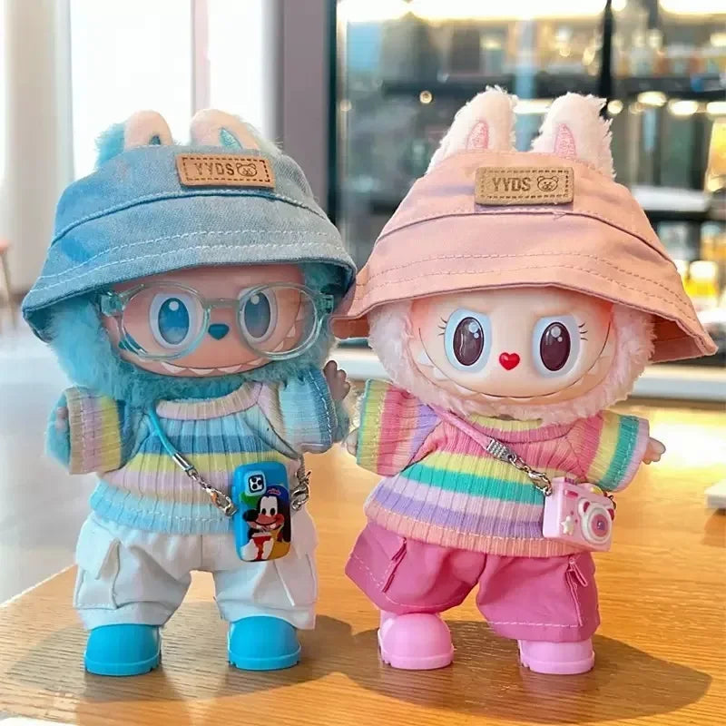 For 17cm labubu Cute Decoration Little Cloths v1/v2/v3 baby clothes cool sweater doll can be worn for labubu accessorie