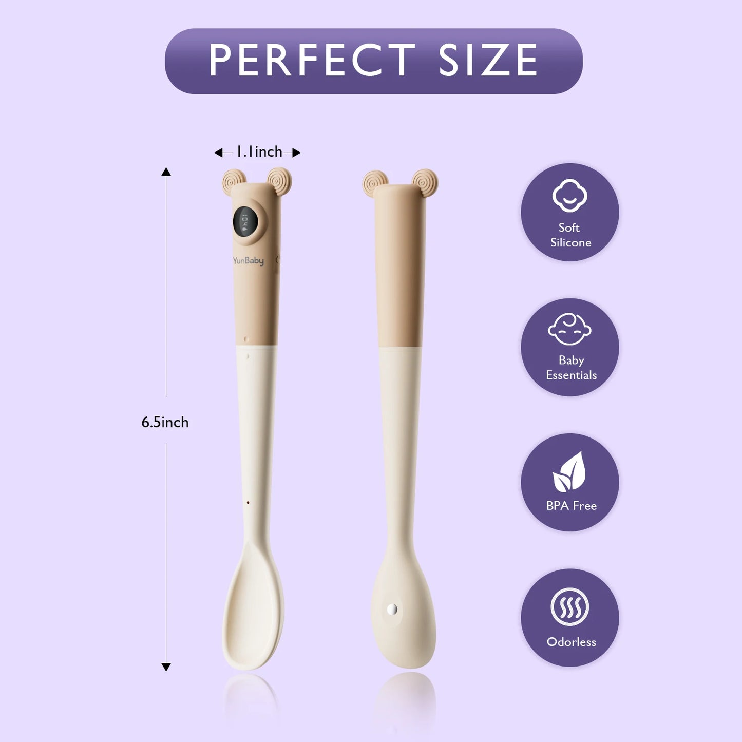 YunBaby Pro Smart Baby Food Thermometer Spoon - Instant-Read OLED Spoon for Infant Feeding, Perfect for Puree & Milk