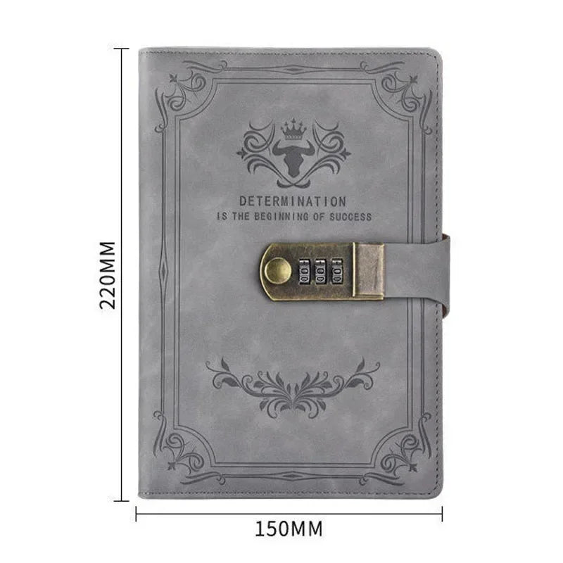 A5  Retro Password Book with Lock Diary Thickened Creative Hand Ledger Student Notepad Stationery Notebook Binder