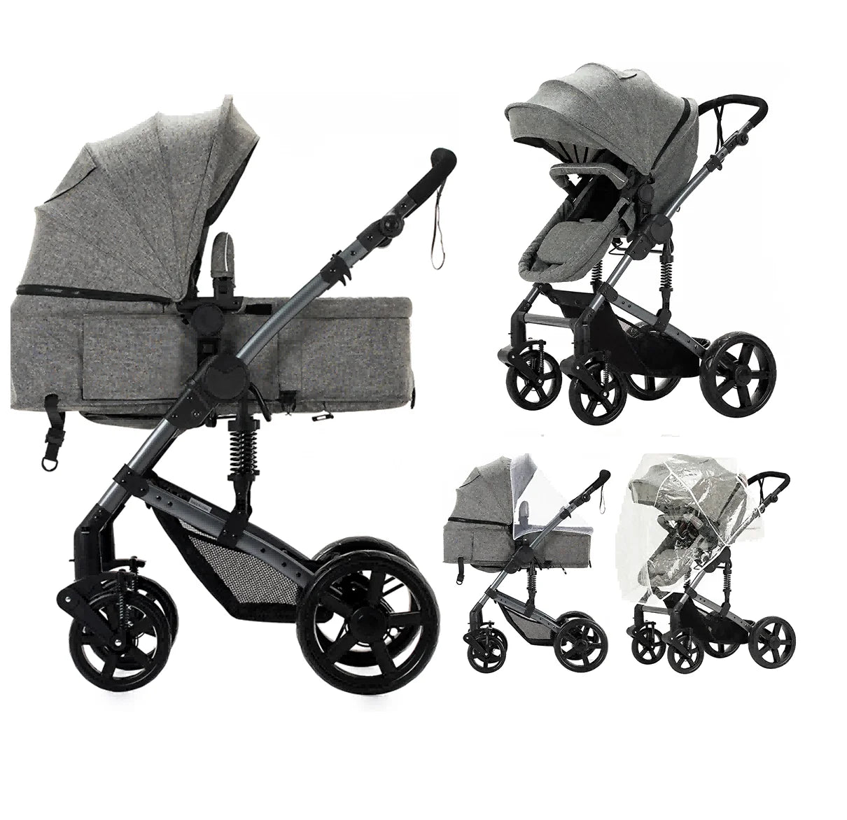 2 in 1 Baby Stroller Baby Carriage Lightweight Stroller Travel System Stroller One Hand Fold Stroller for Travel with Canopy