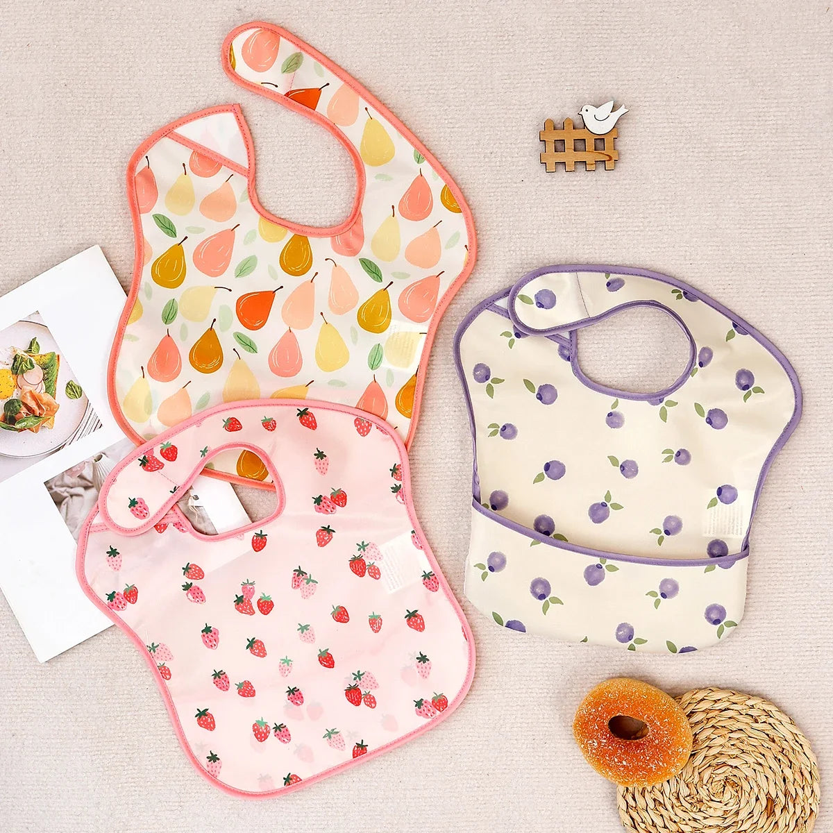 3pcs Set Waterproof Baby Sleeveless Feeding Bib Fashion Full Body Cover