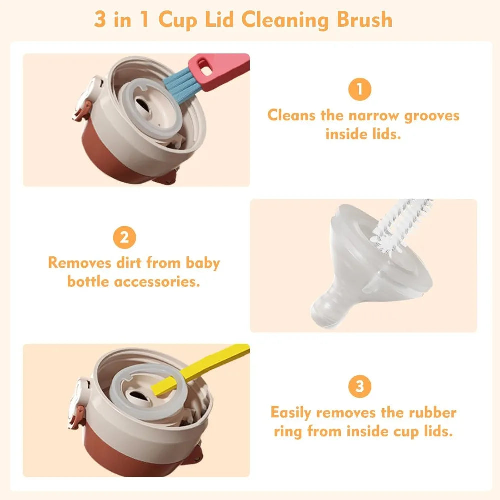 Cup lid cleaning brush, portable cup cleaning brush, household kitchen cleaning tool multi-purpose cleaning brush