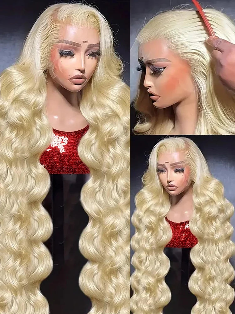 30 40 Inch 13x4 Lace Frontal Wig 613 Honey Blonde Brazilian Remy 613 Colored Body Wave 13x6 Lace Front Human Hair Wigs for Women