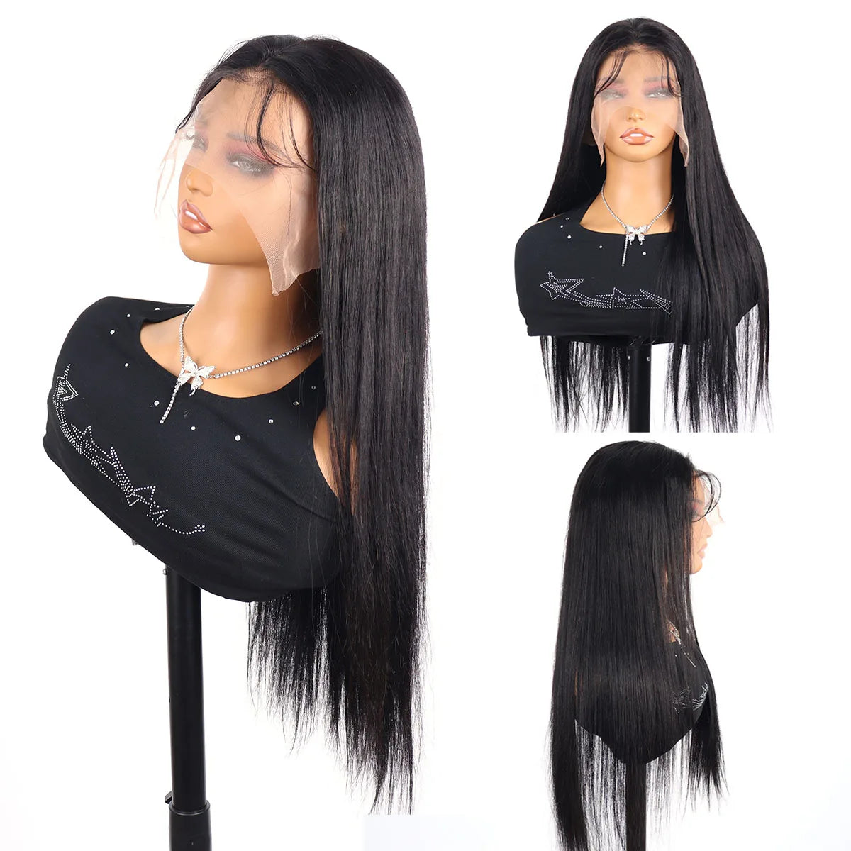 200 Density Brazilian 30 40 Inch Bone Straight 13x5 13x6 HD Lace Front 100% Human Hair Wigs Black Raw Lace Frontal Wig For Women