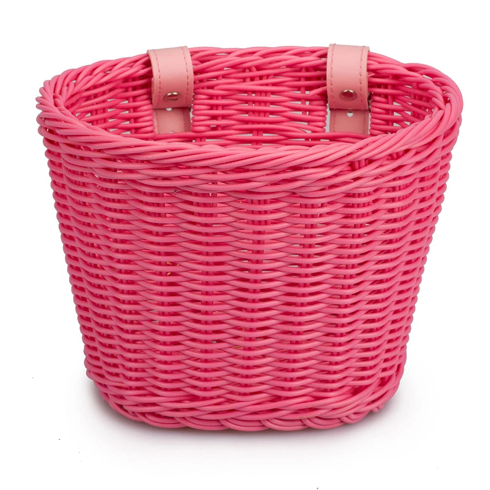 Rattan Bike Basket Front Handlebar Waterproof Handwoven Vintage Bicycle Basket for Kids and Adults