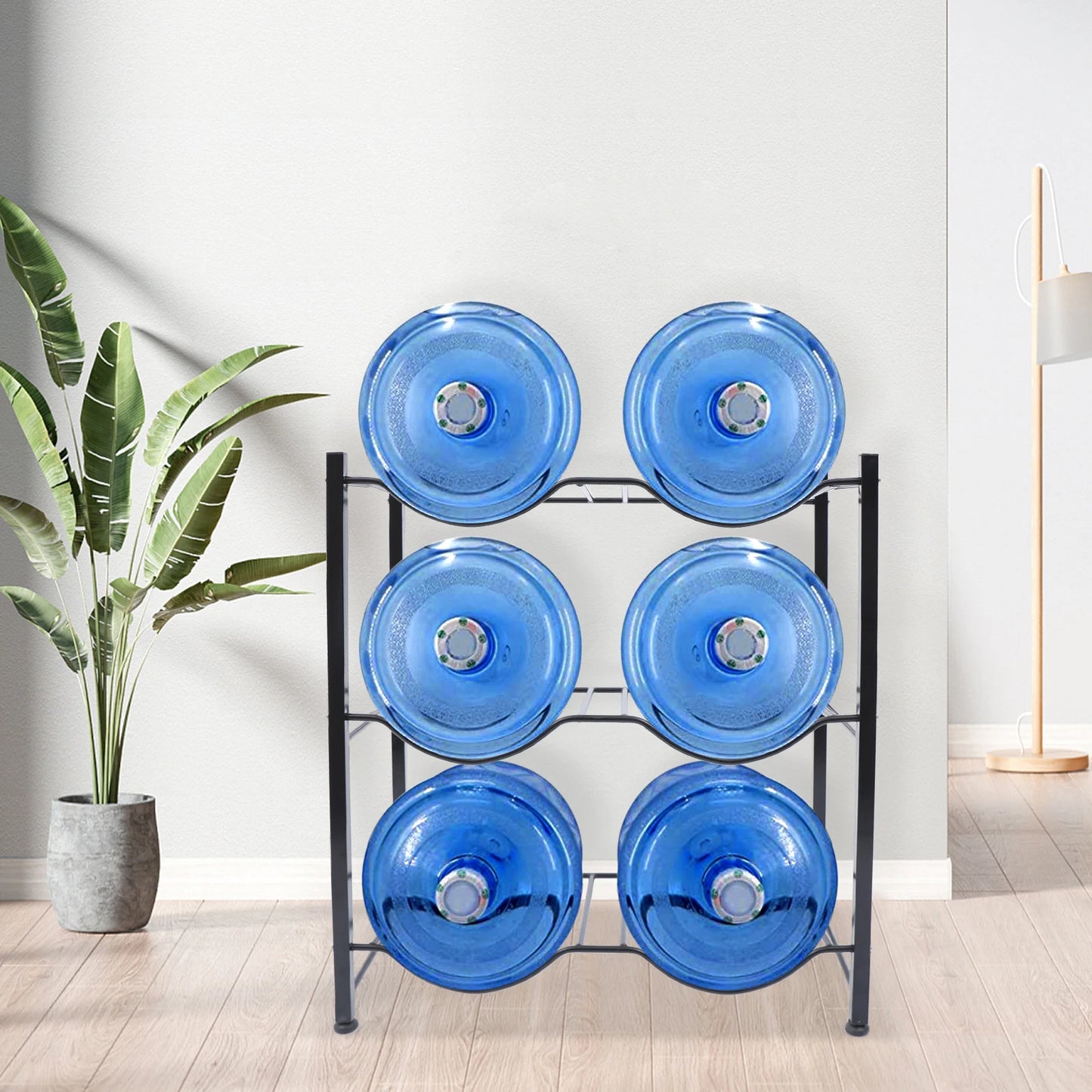 5 Gallon Water Bottle Holder 3 Tier Water Cooler Jug Rack for 6 Bottles Heavy Duty Detachable Water Bottle Storage Rack for Home