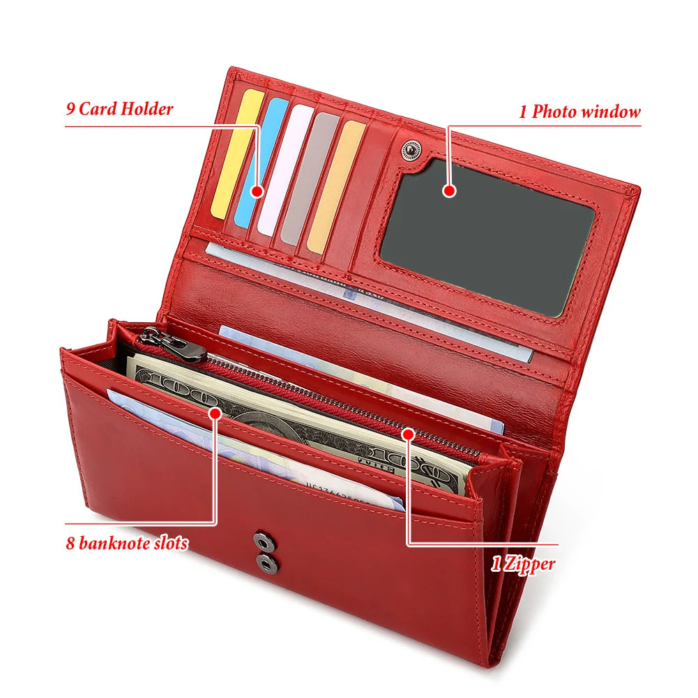 HUMERPAUL Fashion Wallet For Women Luxurious Leather Ladies Long Cell Phone Handbag Multi-Function Casual Cards Holder   ﻿