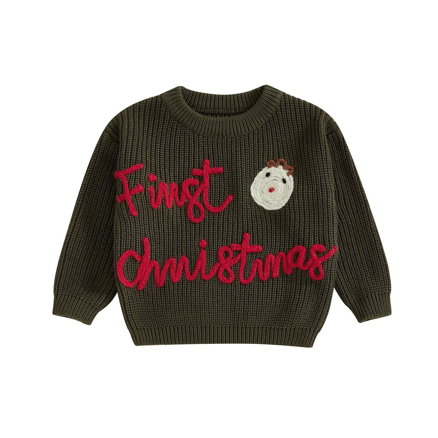 Toddler Boy Reindeer Christmas Sweater Cozy Long Sleeve Crew Neck Knit Pullover Jumper Winter Holiday Outfit for Kids