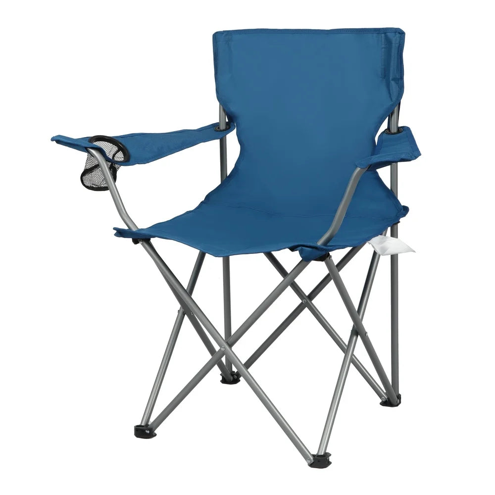 2 Pack Folding Camp Chair with Cup Holder Durable Steel Frame Portable Polyester Fabric Camping Tailgating Outdoor Activities