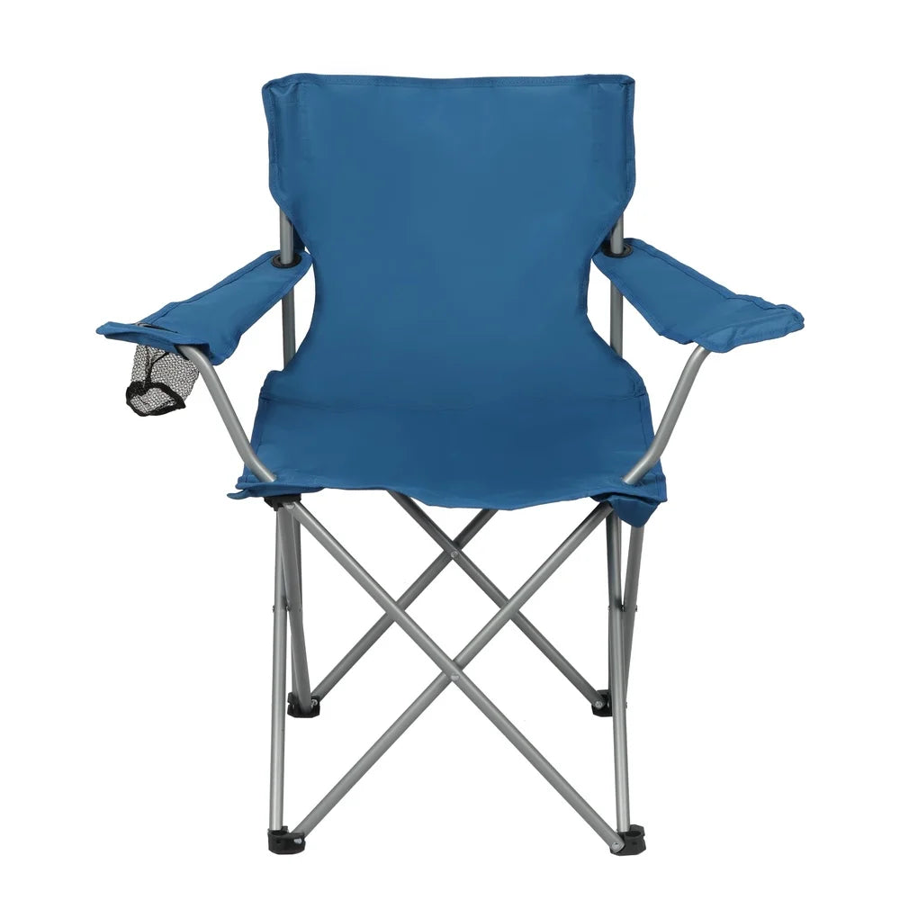 2 Pack Folding Camp Chair with Cup Holder Durable Steel Frame Portable Polyester Fabric Camping Tailgating Outdoor Activities