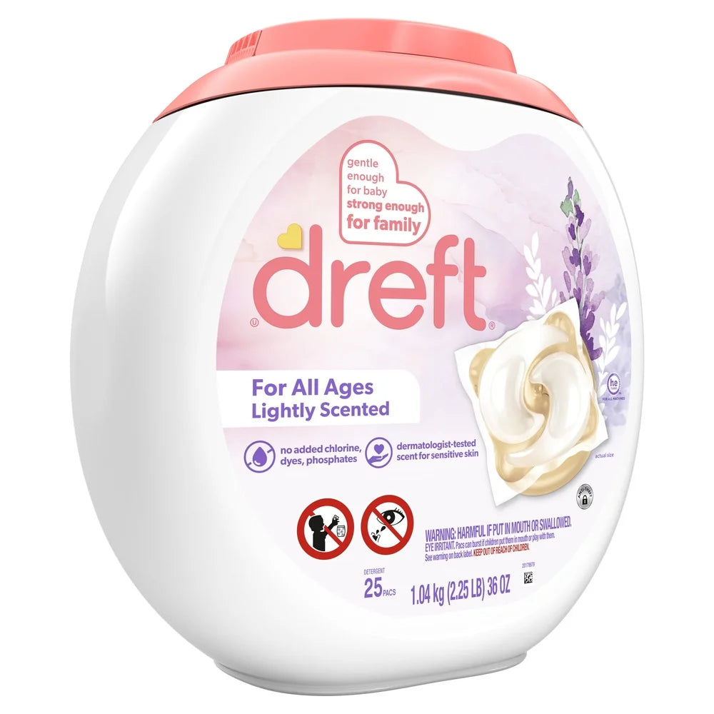Hypoallergenic Baby Laundry Detergent XL Pacs Sensitive Skin Stain Remover Lavender Scent Gentle Formula 25 Count Pack