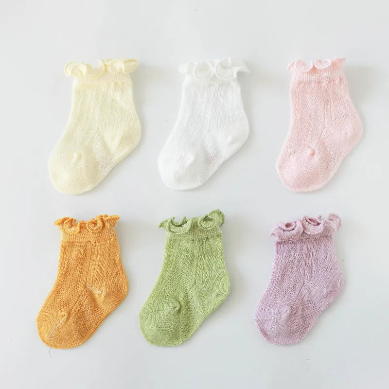 Baby Girls Socks Newborn Accessories Floral Solid Kids Toddlers Gift Clothes Children Infant Stuff Items Lace Mesh Summer