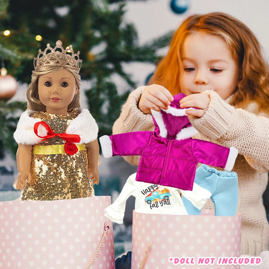 New Jacket Sweat Pants Dress Set For 18Inch/45cm  American Girl Doll Rebirth Doll Girl Doll Clothes Crown Accessories Girl Gift