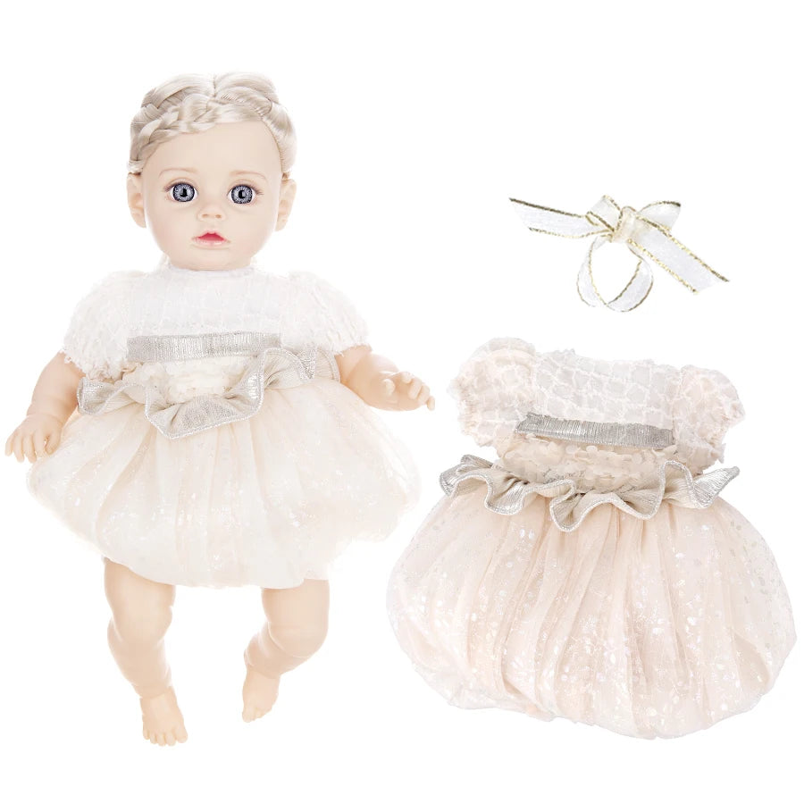 14Inch New Reborn Doll 35CM Girl Bebe Baby With Fashion Dress Clothes Smooth Soft Skin Vinyl Head Limbs Cotton Body Kids Gift