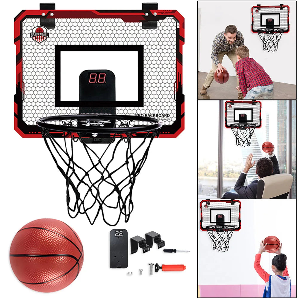 Kids Mini Basketball Hoop With Electronic Scoreboard Ball Sport Backboard Outdoor Indoor Excersise Accessory Funny Game To ys ﻿