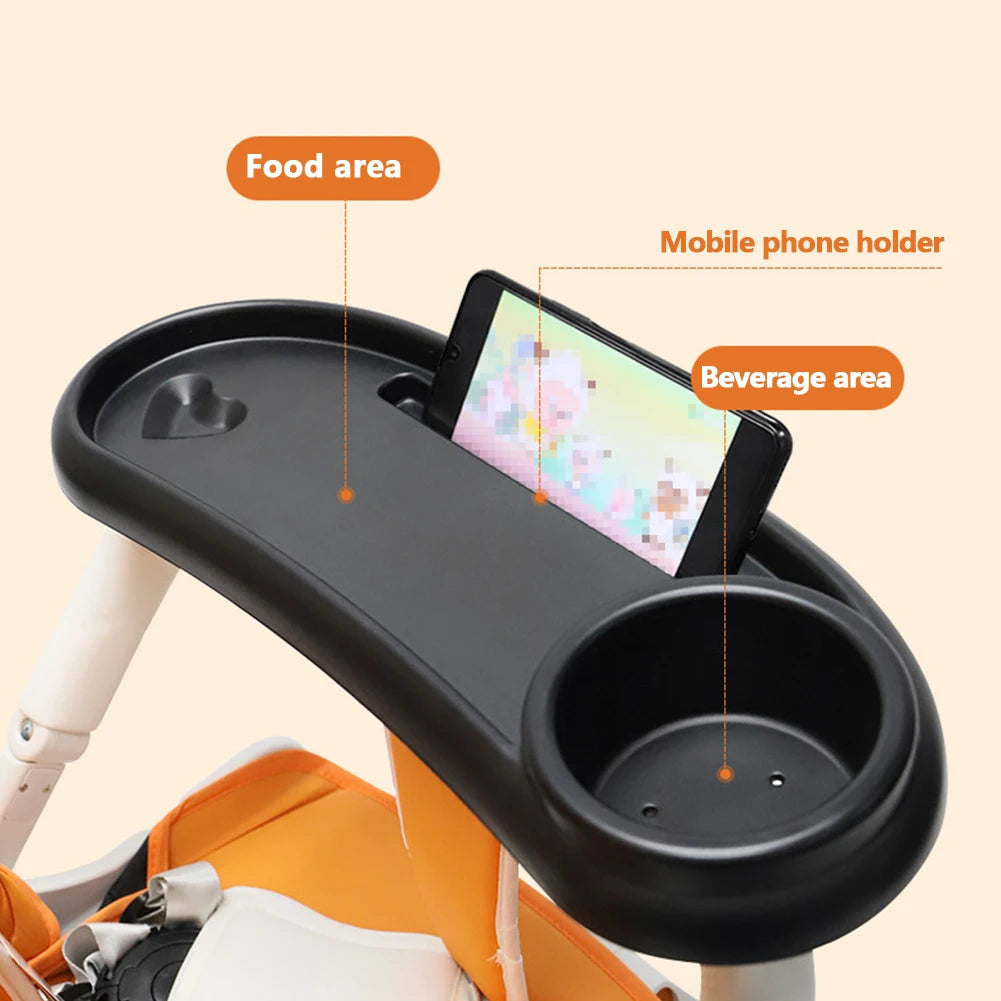 3 in 1 Infant Stroller Tray with Removable Drink Holder Snack Catcher and Phone Slot Universal Design