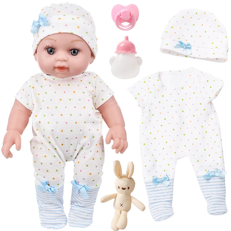12Inch/30CM Baby Doll Cute Spot Shaped Pajamas Soft Washable Clothes Lifelike Playmate Cuddle Reborn Doll Kids Toy Girls Gift