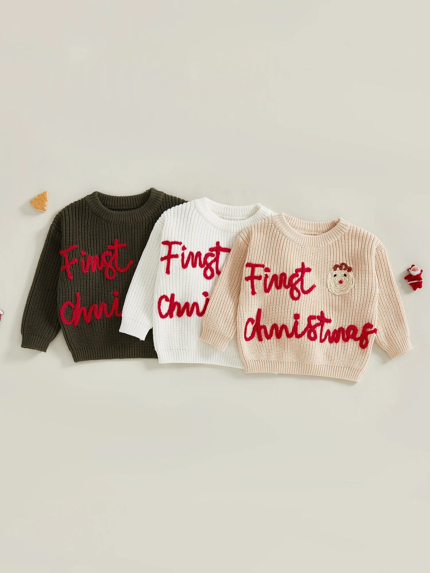 Toddler Boy Reindeer Christmas Sweater Cozy Long Sleeve Crew Neck Knit Pullover Jumper Winter Holiday Outfit for Kids