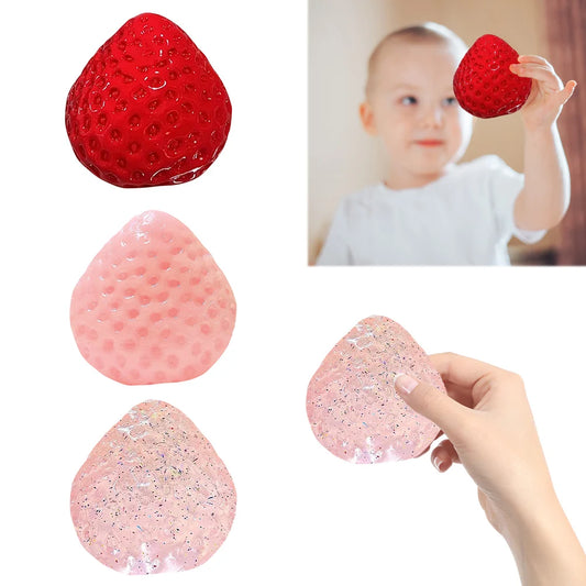 Cute Strawberry Squeeze Toy Reusable Kawaii Squishies PVC Toy Big Strawberry Taba Squishies Toy for Girl Birthday Gift Toy