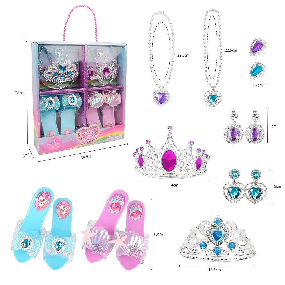 Dress Up Toy Girl Glass Slipper Necklace Earrings Toy Jewelry Set