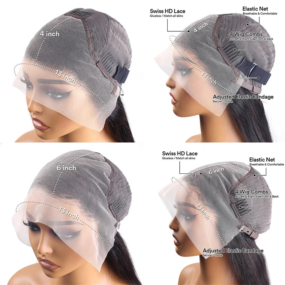 13x6 Hd Lace Front Human Hair Wig straight Brazilian Human Hair Wigs Burgundy 13x4 Transparent Hd Lace Frontal Wig for Women