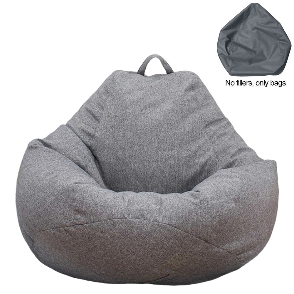 Adults Children Bean Bag Cover Large Lazy Sofa Chair Cover without Filler Cotton Linen Beanbag Chair Seat S Size