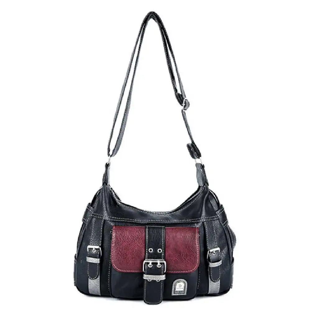 Girls Large Capacity Crossbody Bag Adjustable Strap Retro Sling Bag Multi-Pocket Contrast Color for Traveling Shopping Commuting