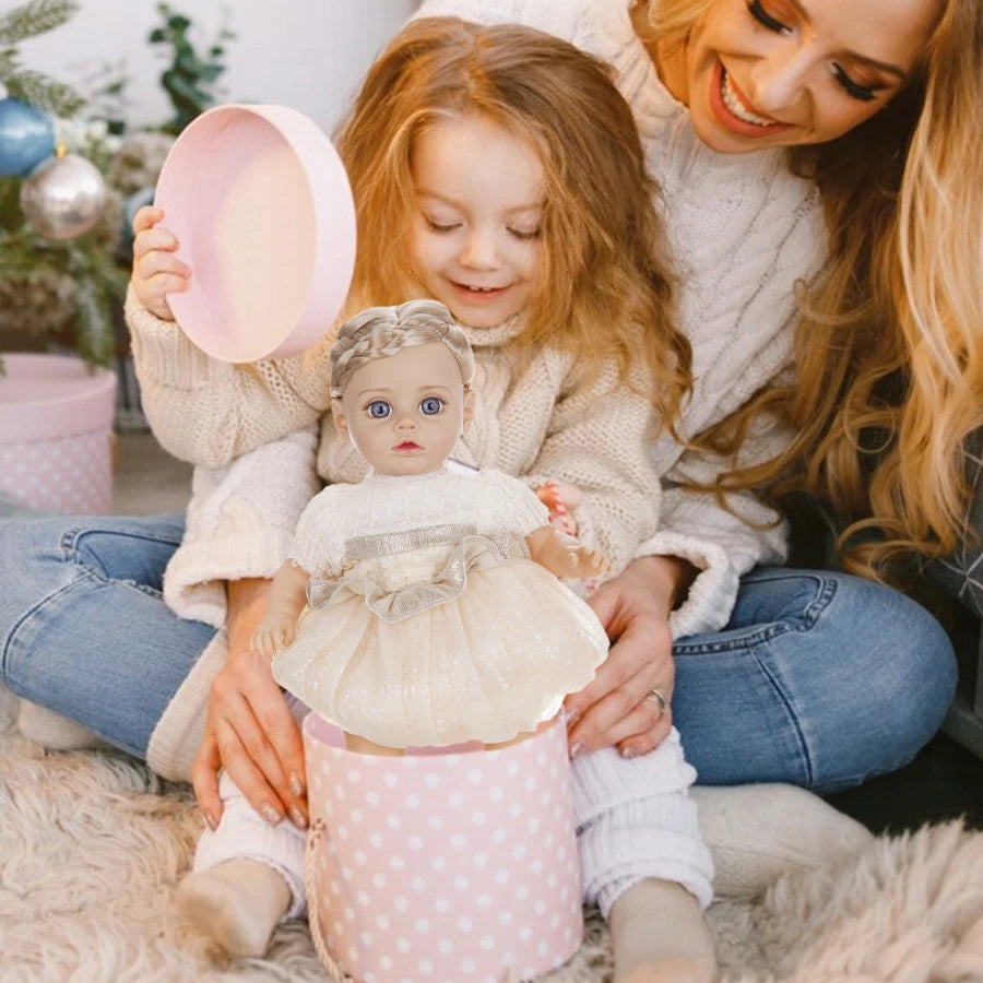 14Inch New Reborn Doll 35CM Girl Bebe Baby With Fashion Dress Clothes Smooth Soft Skin Vinyl Head Limbs Cotton Body Kids Gift