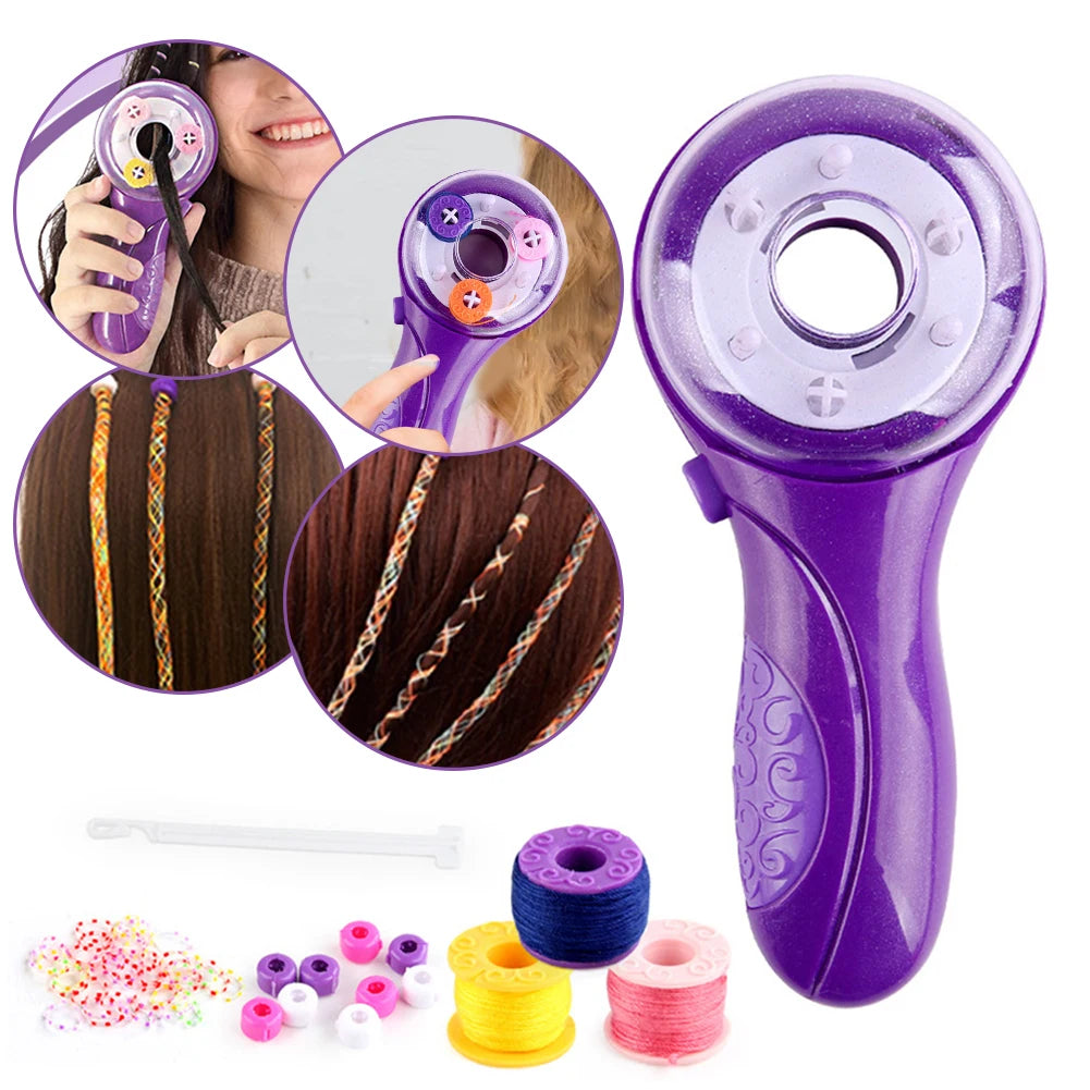 Hair Braider Machine Automatic Hair Braider Salon  with Hair Hook Rubber Band Electric Hair Braider Funny Gift for Teen Girls