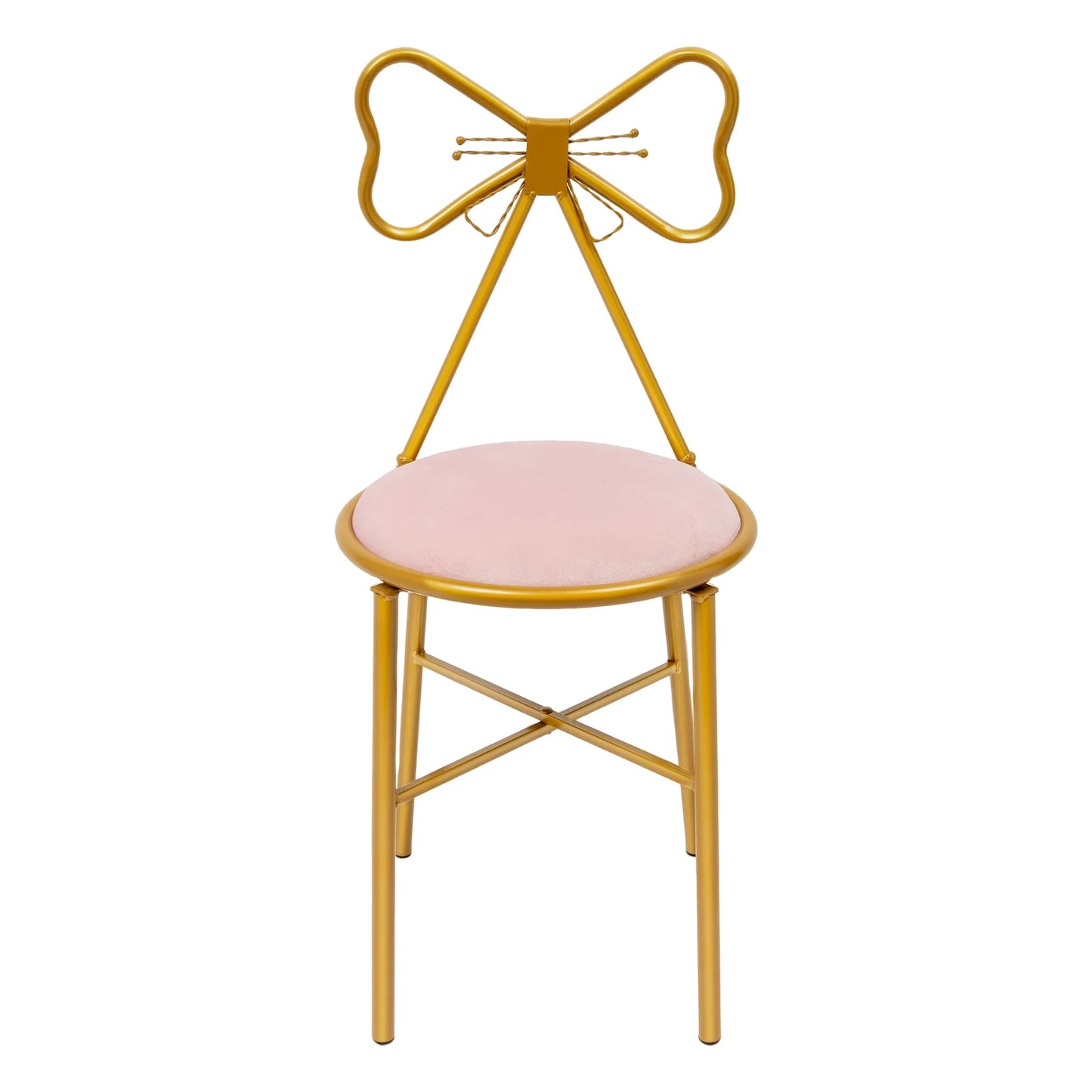 Modern Butterfly Shaped Backrest with Pink Cushion Chair Dining Chair Makeup Cute Girls Chair Backrest for Home Wedding Events