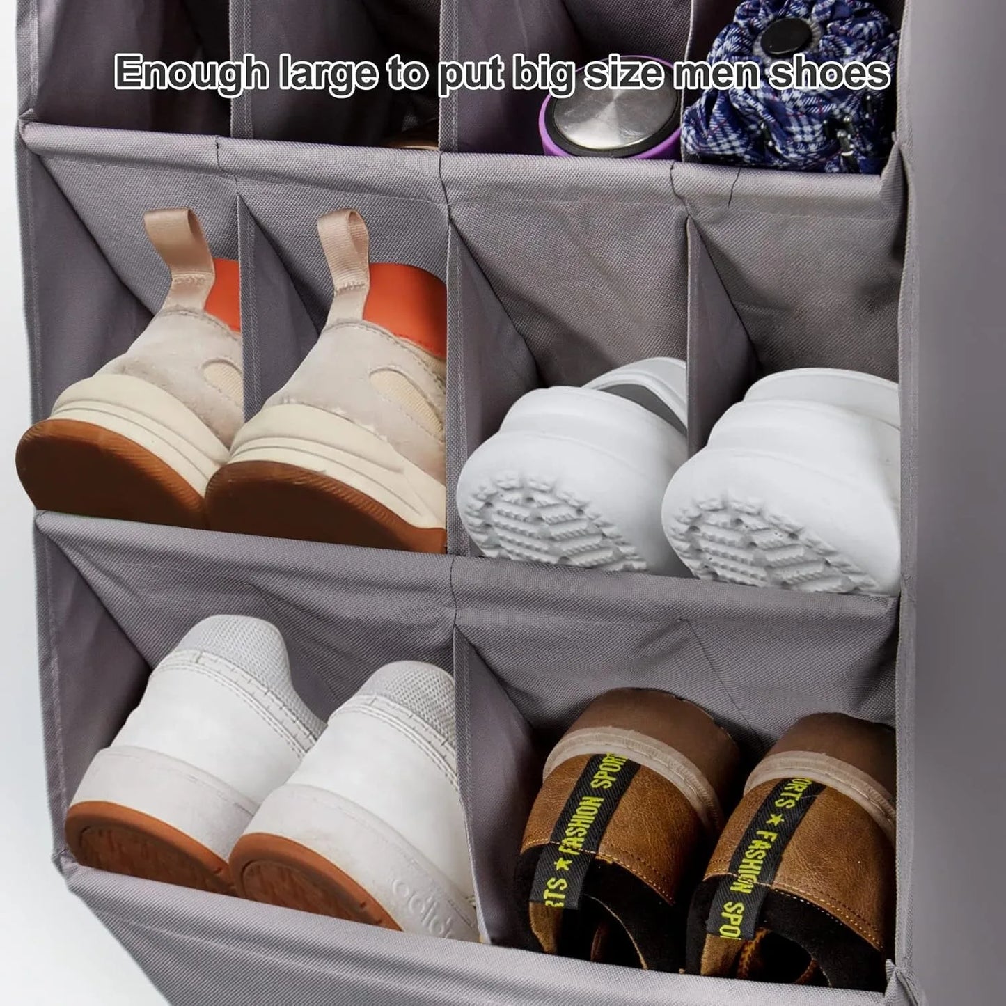 2 Pack Over the Door Shoe Organizer, Hanging Shoe Organizer Rack,24 Large Pockets and 4 Larger Storage Various Compartments